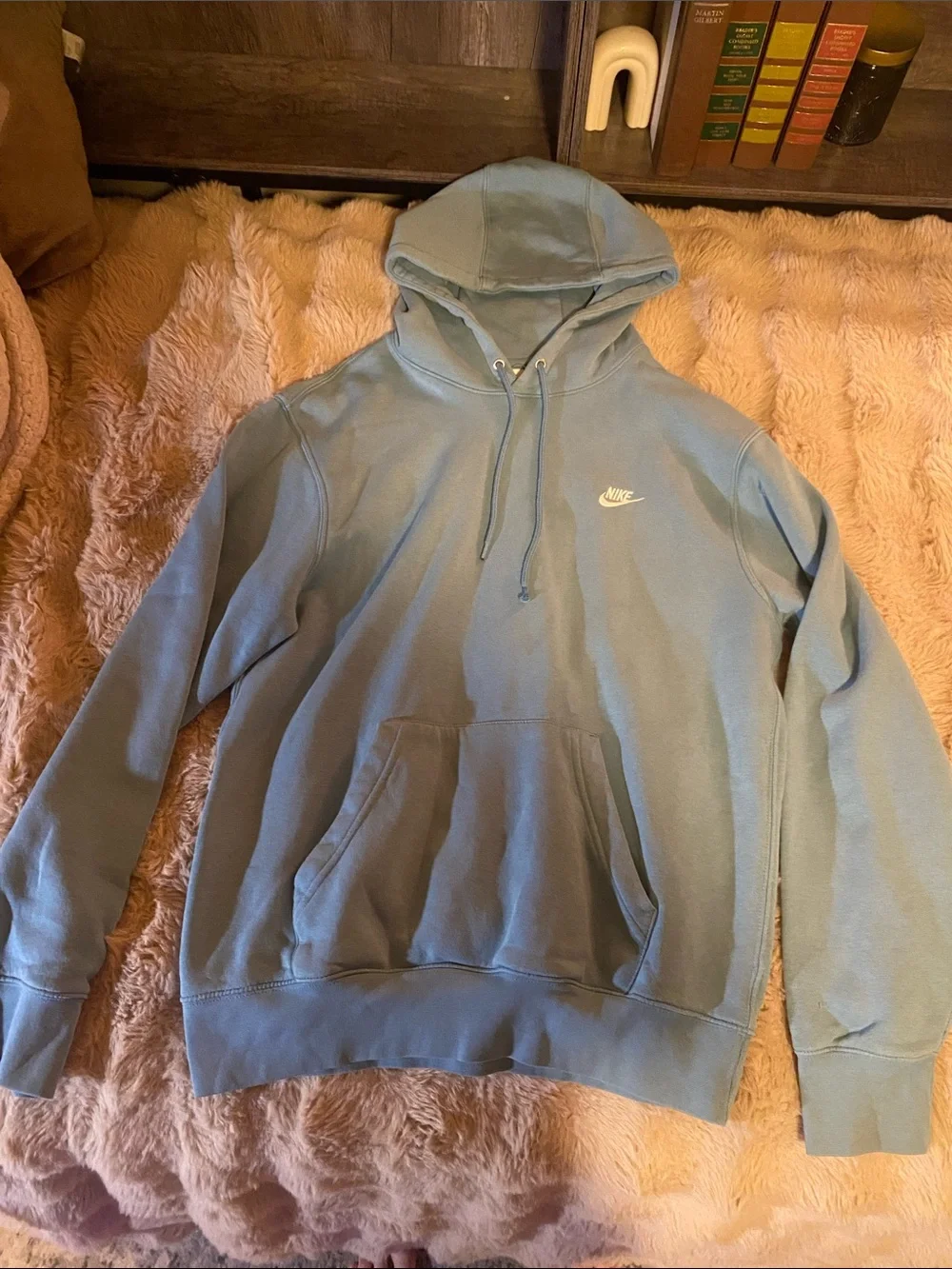 Nike Light Blue Pullover Hoodie with Chest Swoosh